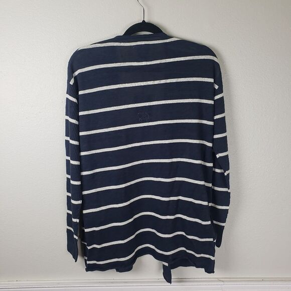 Chaser NWT Women's Blueish Grey White Striped Open Long Sleeve Cardigan Size Med - Picture 5 of 11